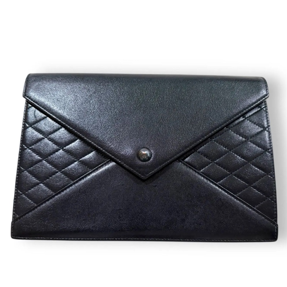 YSL - Vintage Black Lambskin - Leather Clutch